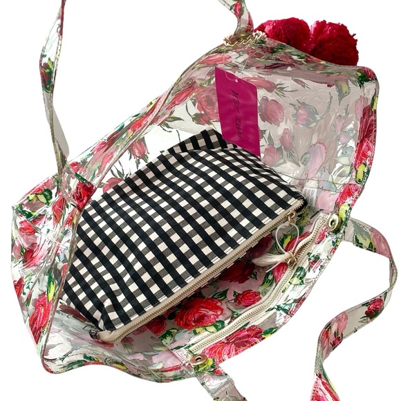📌 Betsey Johnson 2 Pc Rose Floral Tote Bag - Picture 6 of 7